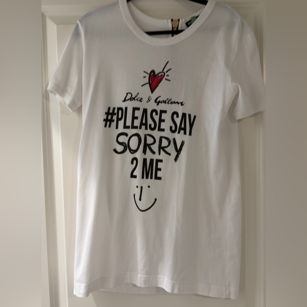 Dolce & Gabbana White Tee with Heart Graphic